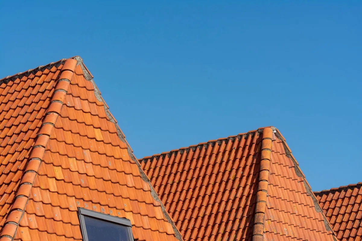 Clay barrel tile rooflines on homes in Salinas, CA